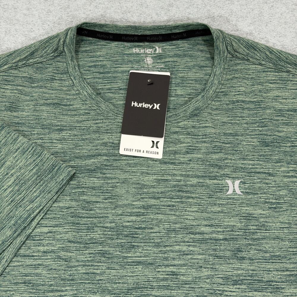 Hurley Mens Exist Icon Logo Spacedye Tee T-Shirt Large Iceberg Green Stretch NWT